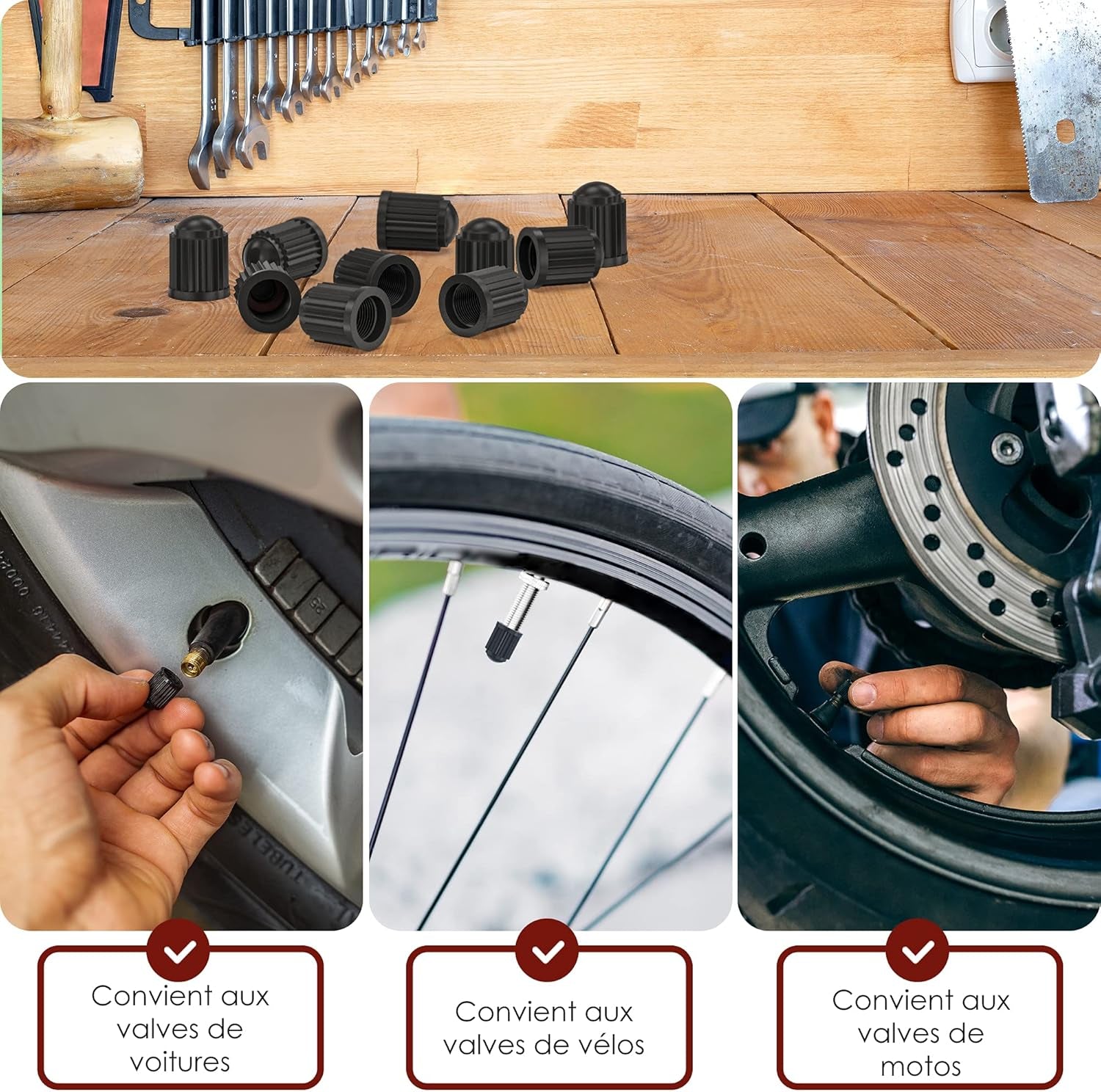 10 Pieces Bouchon De Valve Pneu Pour Velo, Auto, Moto, Voiture