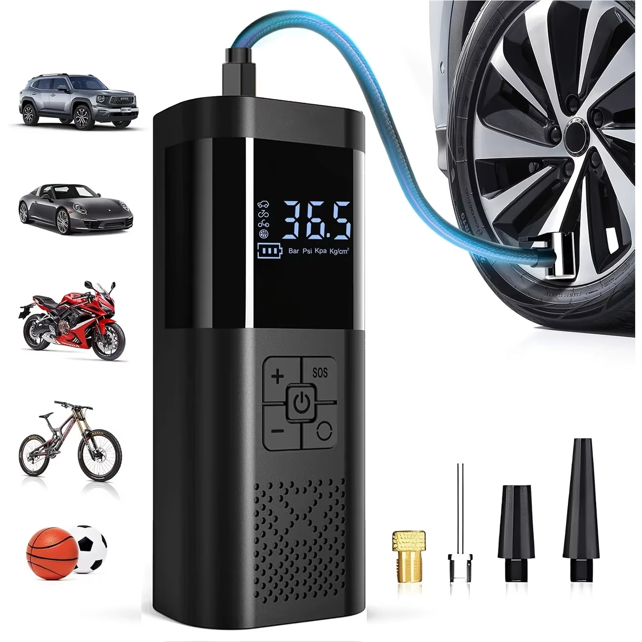 Portable Car Air Compressor 3X Faster 150PSI Cordless Tire Inflator Pump with Digital Gauge for Car Motorcycle Bike Air Pump