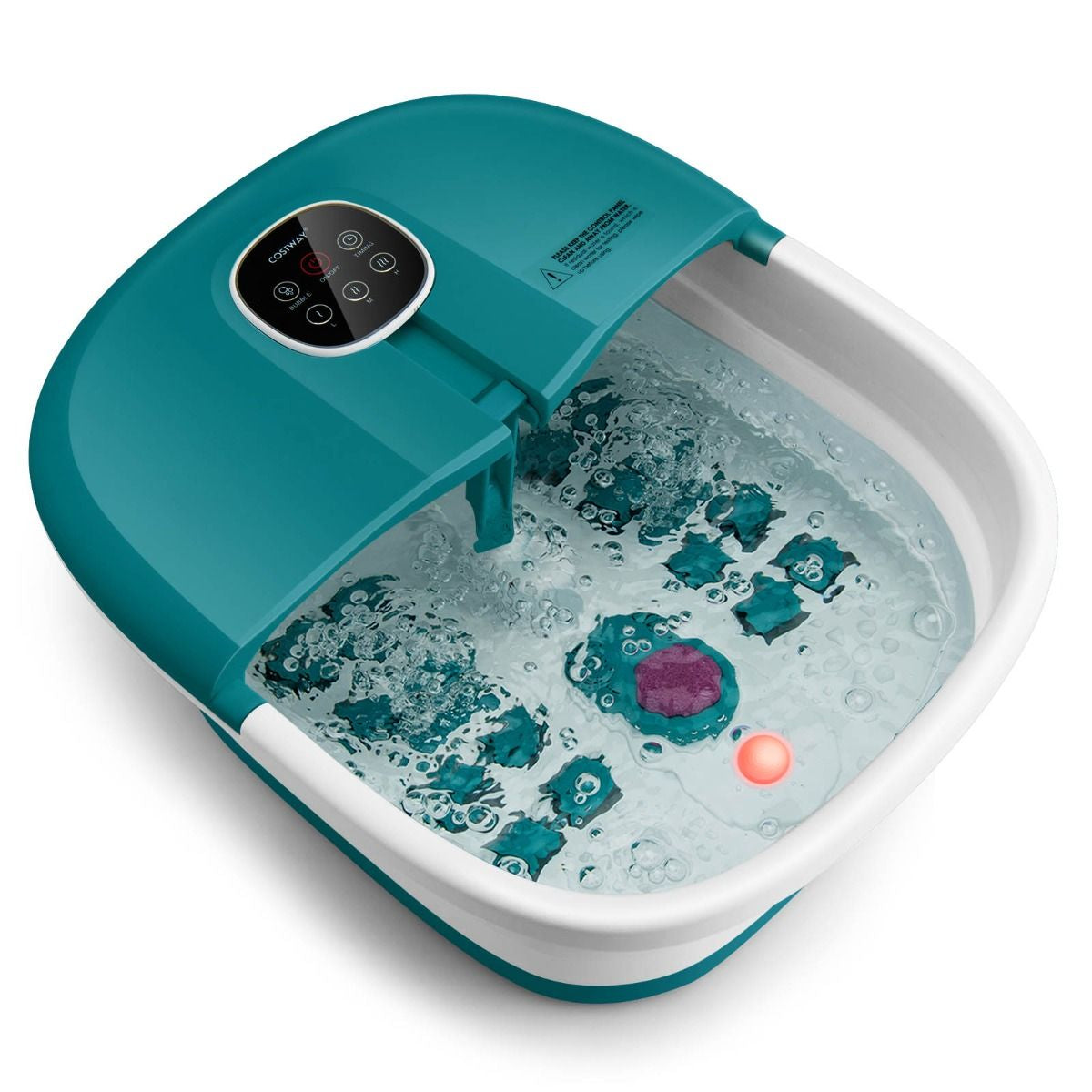 Bain de Pieds Massant Pliable avec Température Réglable et Télécommande - Détente Ultime au Rouleau en Vert/Bleu/Vert Foncé